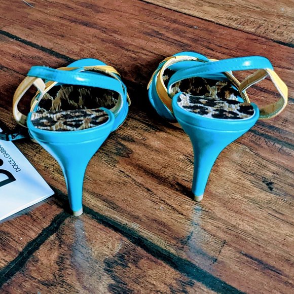 Dolce & Gabbana Scarpa Yellow and Teal Slingback Heels NWT 37 - Picture 6 of 8